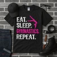 Eat Sleep Gymnastics Repeat Gymnastics Player Tall T-Shirt thumb 3