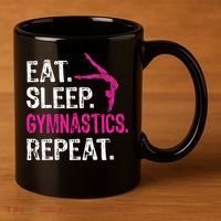 Eat Sleep Gymnastics Repeat Gymnastics Player 11oz C Handle Ceramic Mug thumb 3