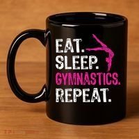 Eat Sleep Gymnastics Repeat Gymnastics Player 11oz C Handle Ceramic Mug thumb 4