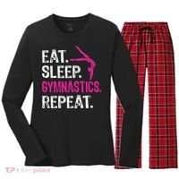 Eat Sleep Gymnastics Repeat Gymnastics Player Women's Long Sleeve Flannel Pajama Set  thumb 0