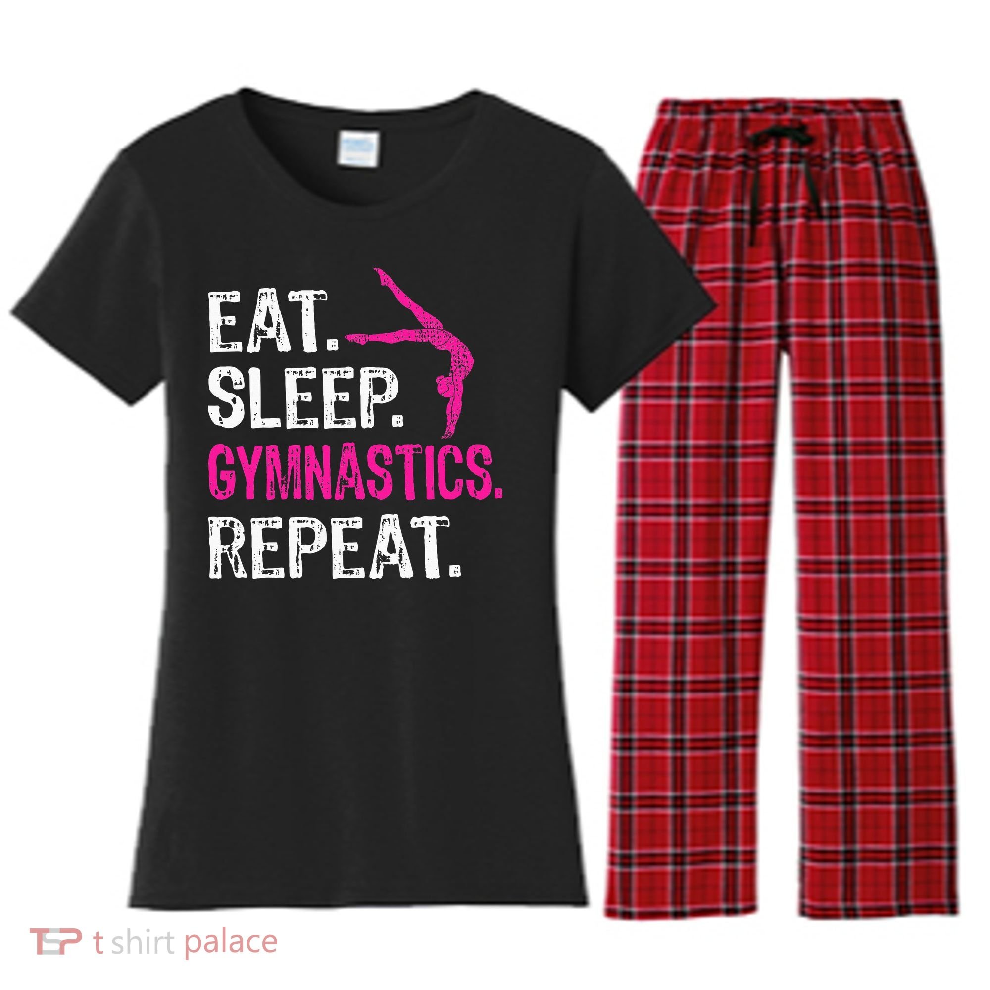 Eat Sleep Gymnastics Repeat Gymnastics Player Women's Flannel Pajama Set