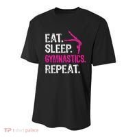Eat Sleep Gymnastics Repeat Gymnastics Player Youth Performance Sprint T-Shirt thumb 0