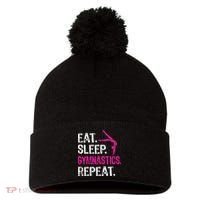 Eat Sleep Gymnastics Repeat Gymnastics Player Pom Pom 12in Knit Beanie thumb 0