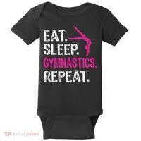 Eat Sleep Gymnastics Repeat Gymnastics Player Baby Bodysuit thumb 0