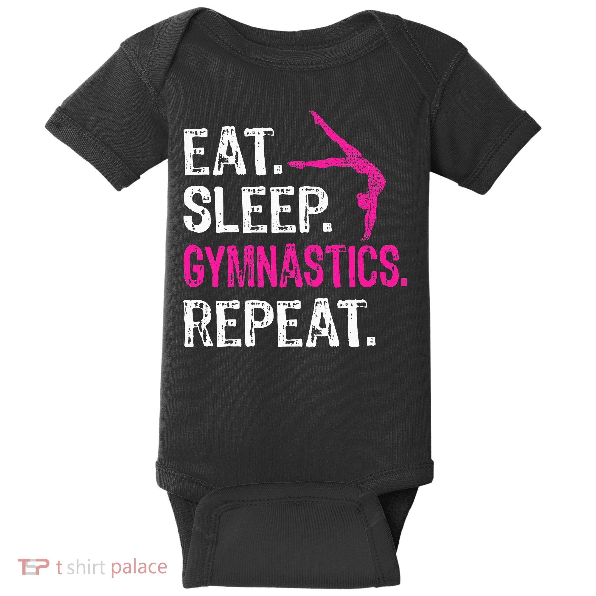 Eat Sleep Gymnastics Repeat Gymnastics Player Baby Bodysuit