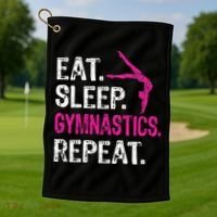 Eat Sleep Gymnastics Repeat Gymnastics Player Golf Towel thumb 1