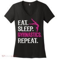 Eat Sleep Gymnastics Repeat Gymnastics Player Women's V-Neck T-Shirt thumb 0