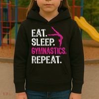 Eat Sleep Gymnastics Repeat Gymnastics Player Kids Hoodie thumb 3