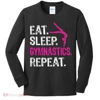 Eat Sleep Gymnastics Repeat Gymnastics Player Kids Long Sleeve Shirt thumb 0