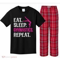 Eat Sleep Gymnastics Repeat Gymnastics Player Kids Plaid Pajama Set thumb 0