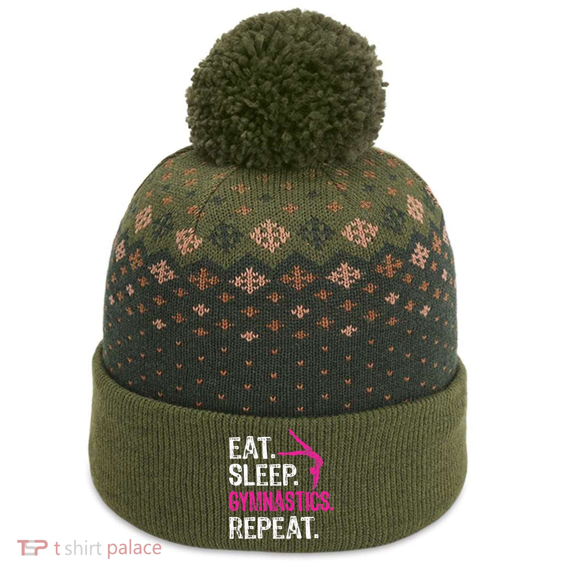 Eat Sleep Gymnastics Repeat Gymnastics Player The Baniff Cuffed Pom Beanie
