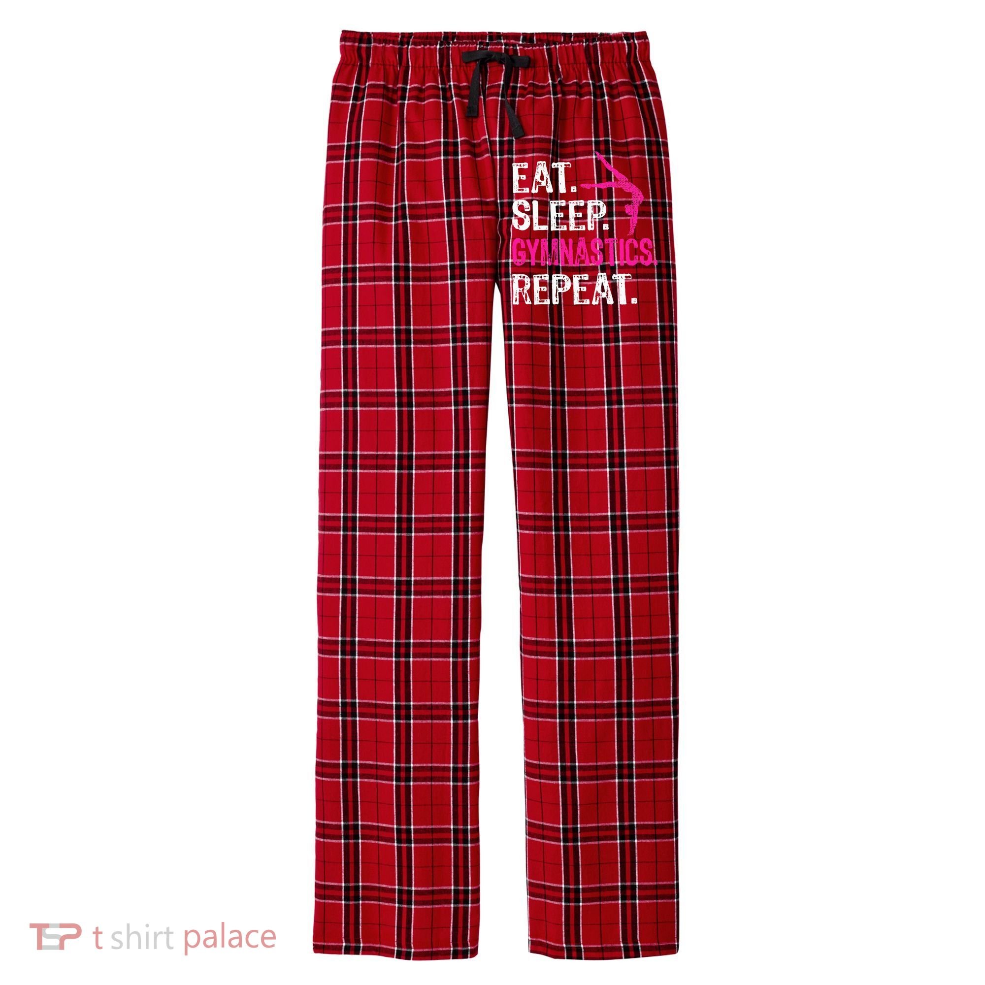 Eat Sleep Gymnastics Repeat Gymnastics Player Men's Flannel Plaid Pajama Pants