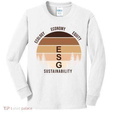 Environment Social Governance Retro ESG Kids Long Sleeve Shirt