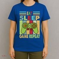 Eat Sleep Game Repeat Retro Vintage Funny Gamer T-Shirt thumb 4