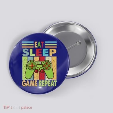 Eat Sleep Game Repeat Retro Vintage Funny Gamer Button