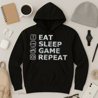 Eat Sleep Game Repeat Hoodie thumb 3