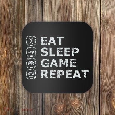 Eat Sleep Game Repeat Coaster