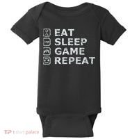 Eat Sleep Game Repeat Baby Bodysuit thumb 0