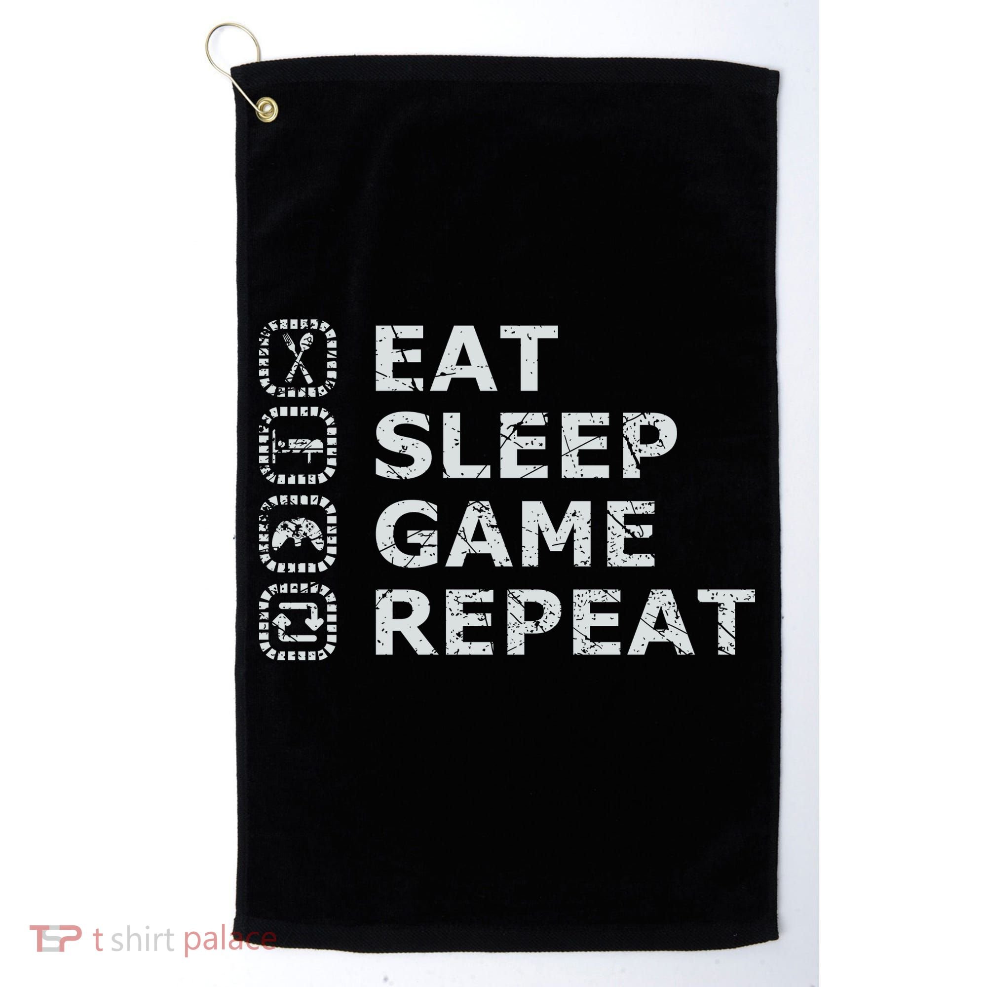 Eat Sleep Game Repeat Golf Towel
