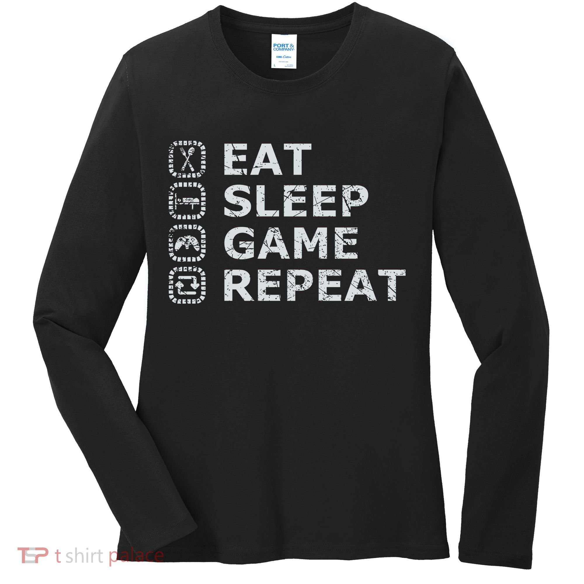 Eat Sleep Game Repeat Women's Long Sleeve Shirt