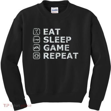 Eat Sleep Game Repeat Kids Sweatshirt