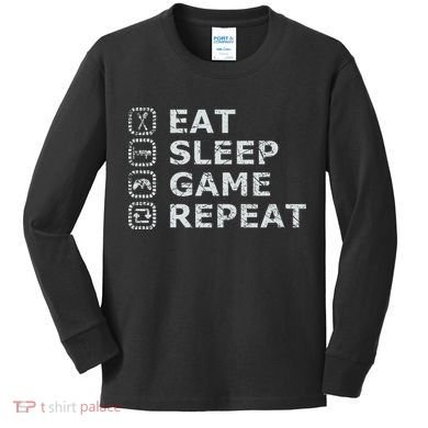Eat Sleep Game Repeat Kids Long Sleeve Shirt