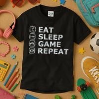 Eat Sleep Game Repeat Kids T-Shirt thumb 3