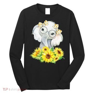 Elephant Sunflower Gifts Long Sleeve Shirt
