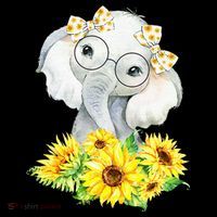 Elephant Sunflower Gifts Ornament thumb 1