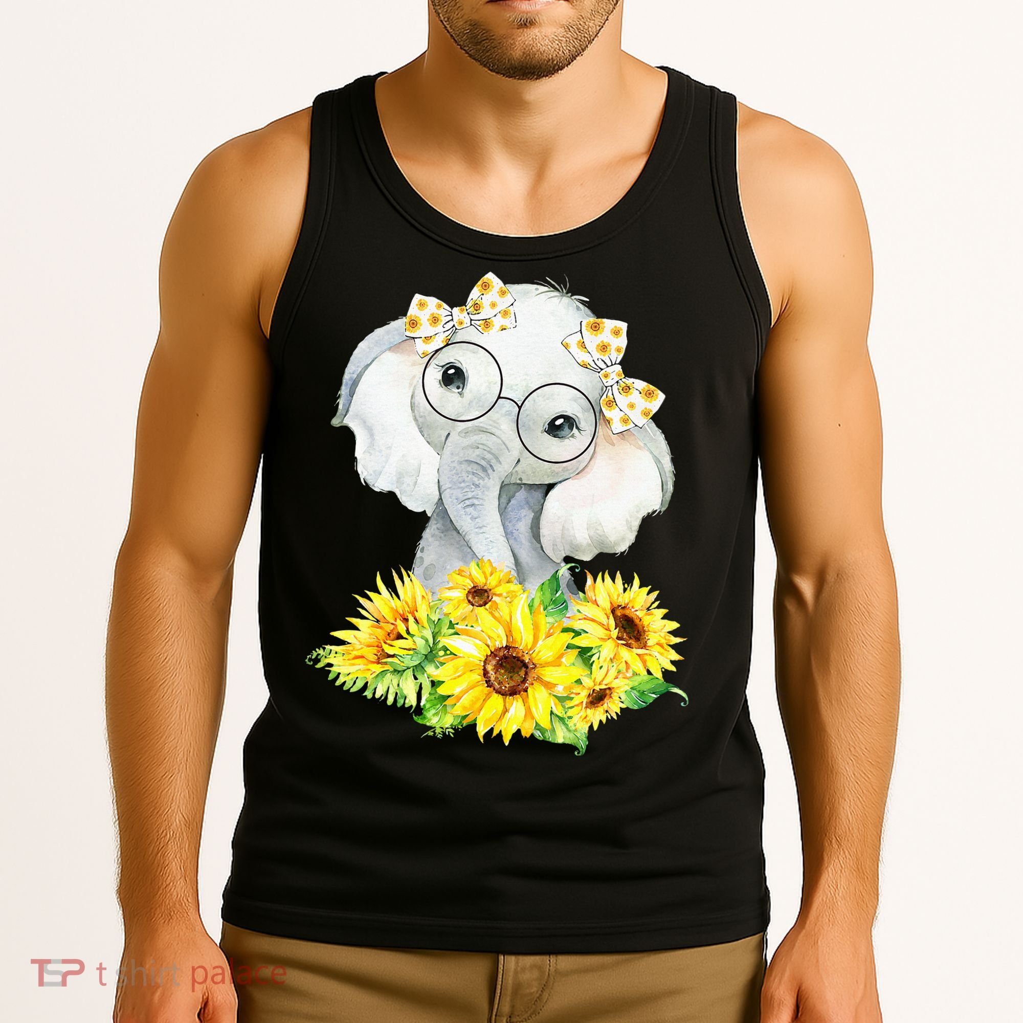 Elephant Sunflower Gifts Tank Top