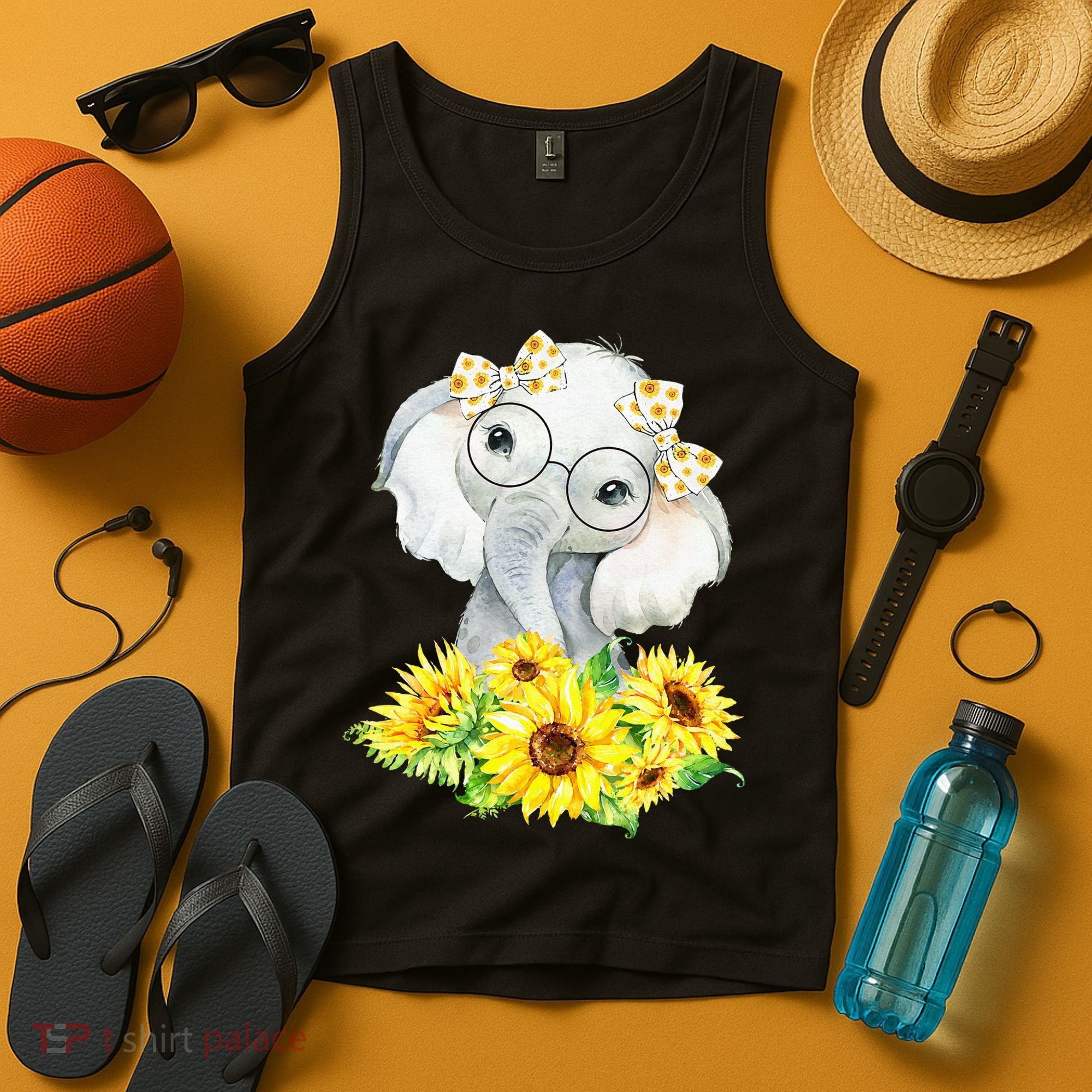 Elephant Sunflower Gifts Tank Top