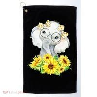 Elephant Sunflower Gifts Golf Towel thumb 0