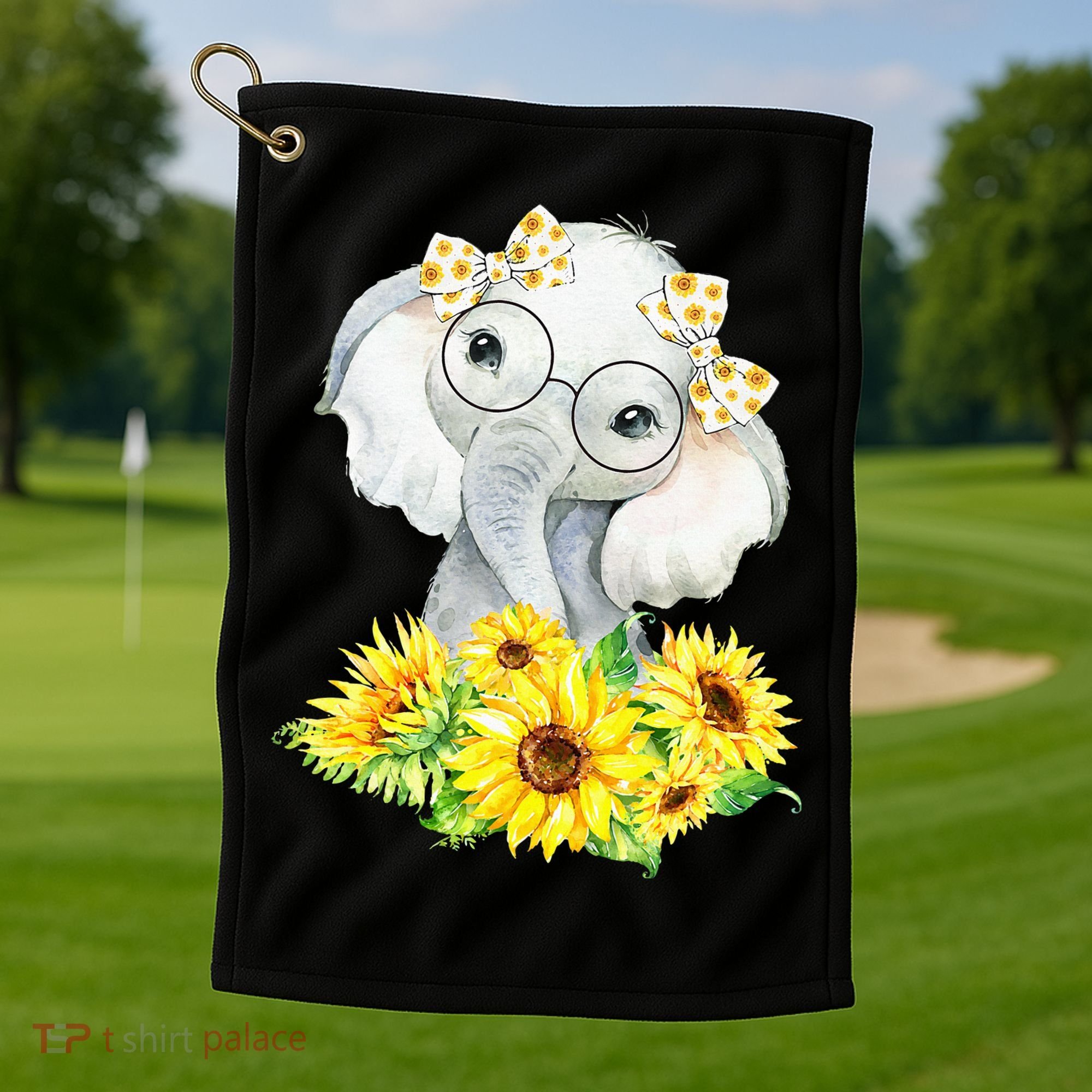 Elephant Sunflower Gifts Golf Towel