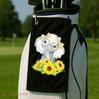 Elephant Sunflower Gifts Golf Towel thumb 2