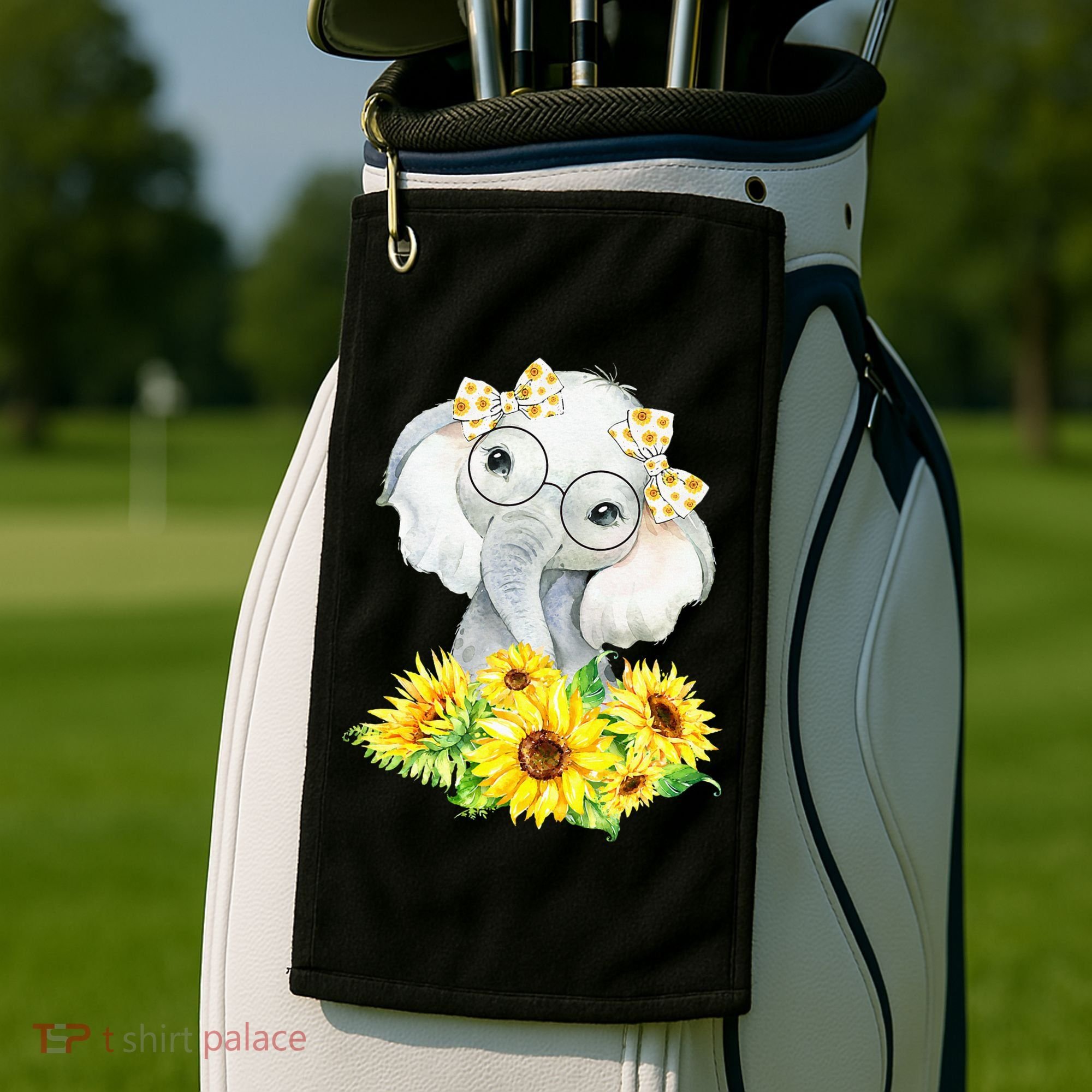 Elephant Sunflower Gifts Golf Towel