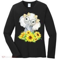 Elephant Sunflower Gifts Women's Long Sleeve Shirt thumb 0