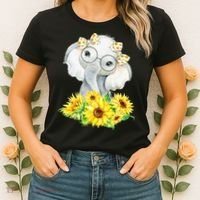 Elephant Sunflower Gifts Women's T-Shirt thumb 2