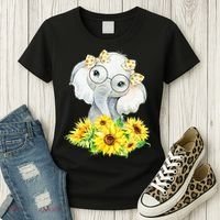 Elephant Sunflower Gifts Women's T-Shirt thumb 3