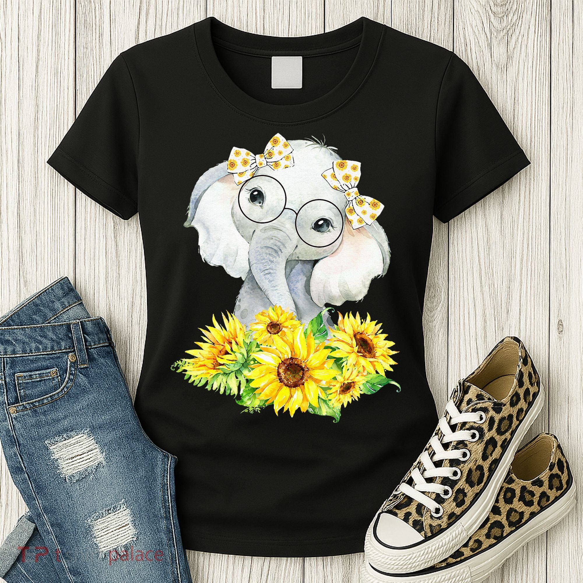 Elephant Sunflower Gifts Women's T-Shirt