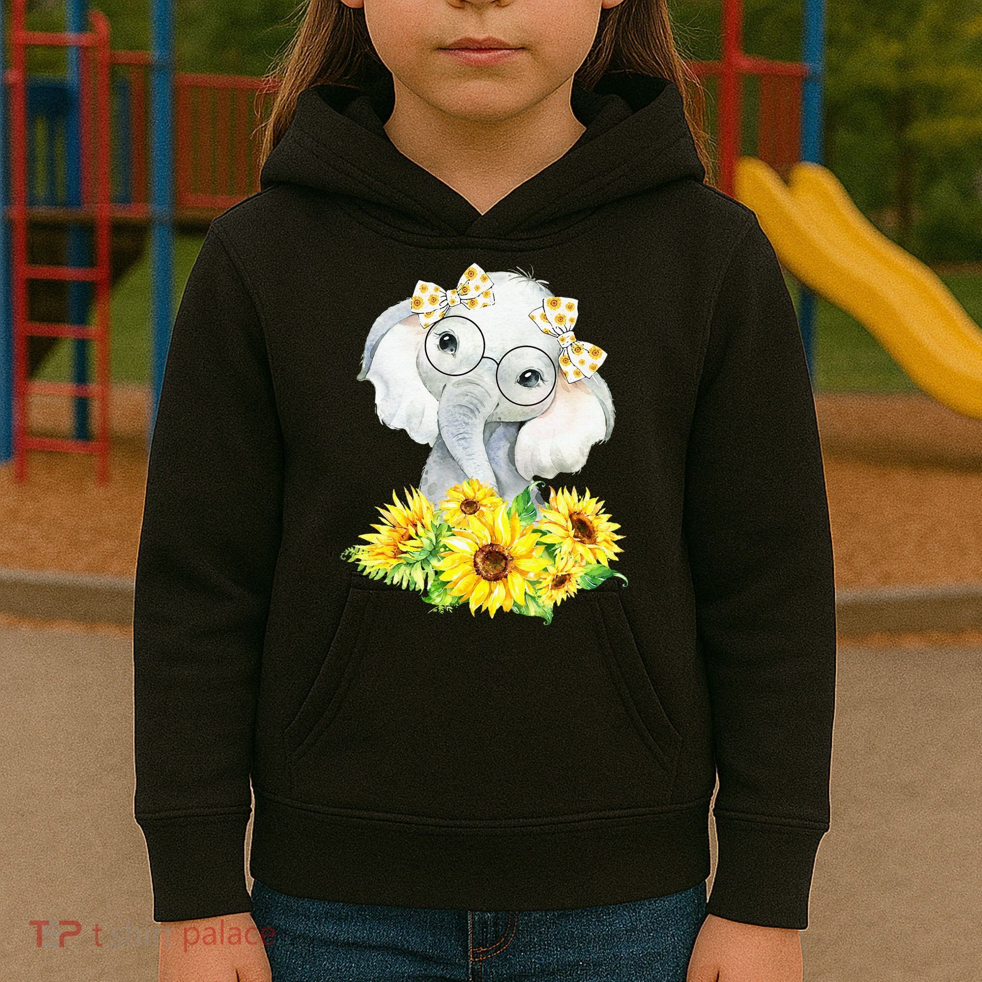 Elephant Sunflower Gifts Kids Hoodie