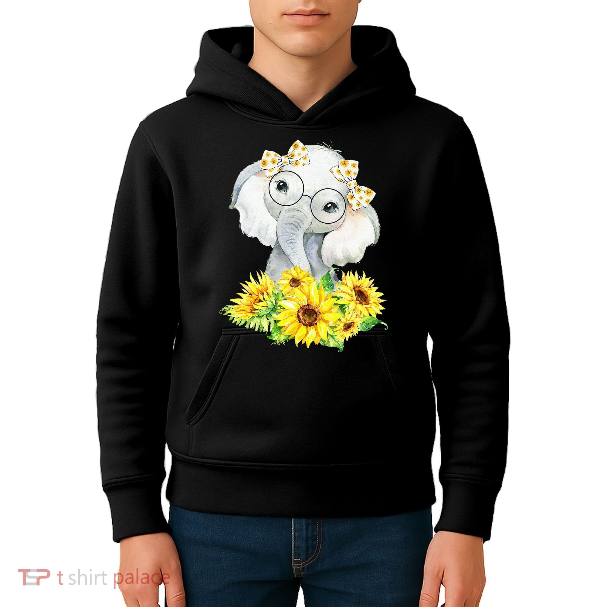 Elephant Sunflower Gifts Kids Hoodie