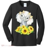 Elephant Sunflower Gifts Kids Long Sleeve Shirt thumb 0