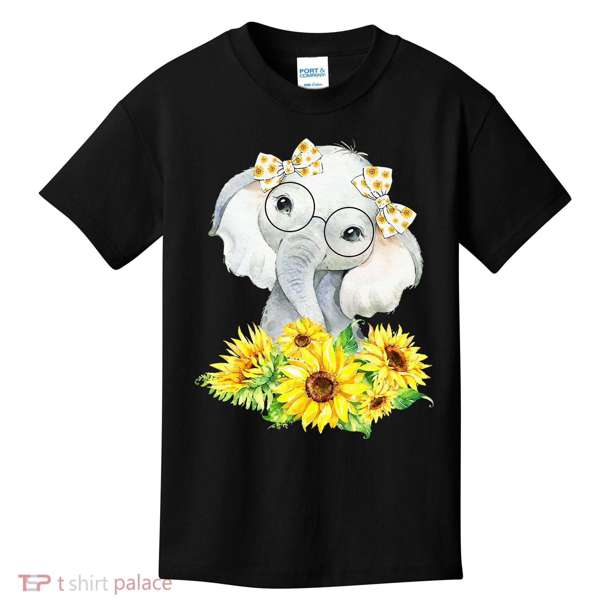 Elephant Sunflower Gifts Kids T-Shirt