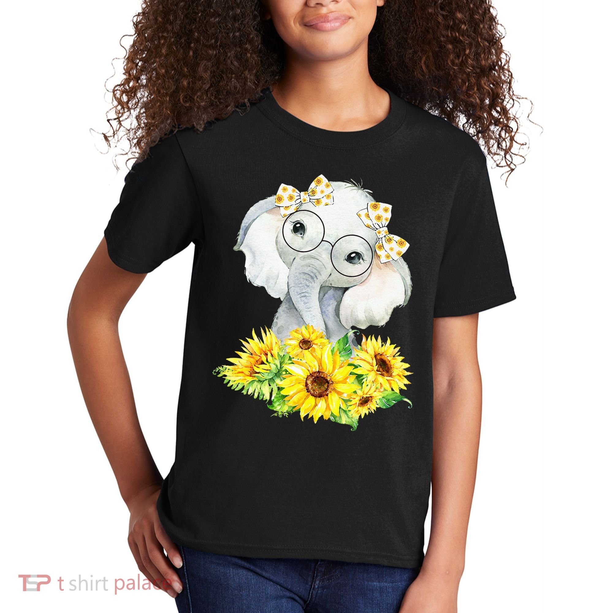 Elephant Sunflower Gifts Kids T-Shirt