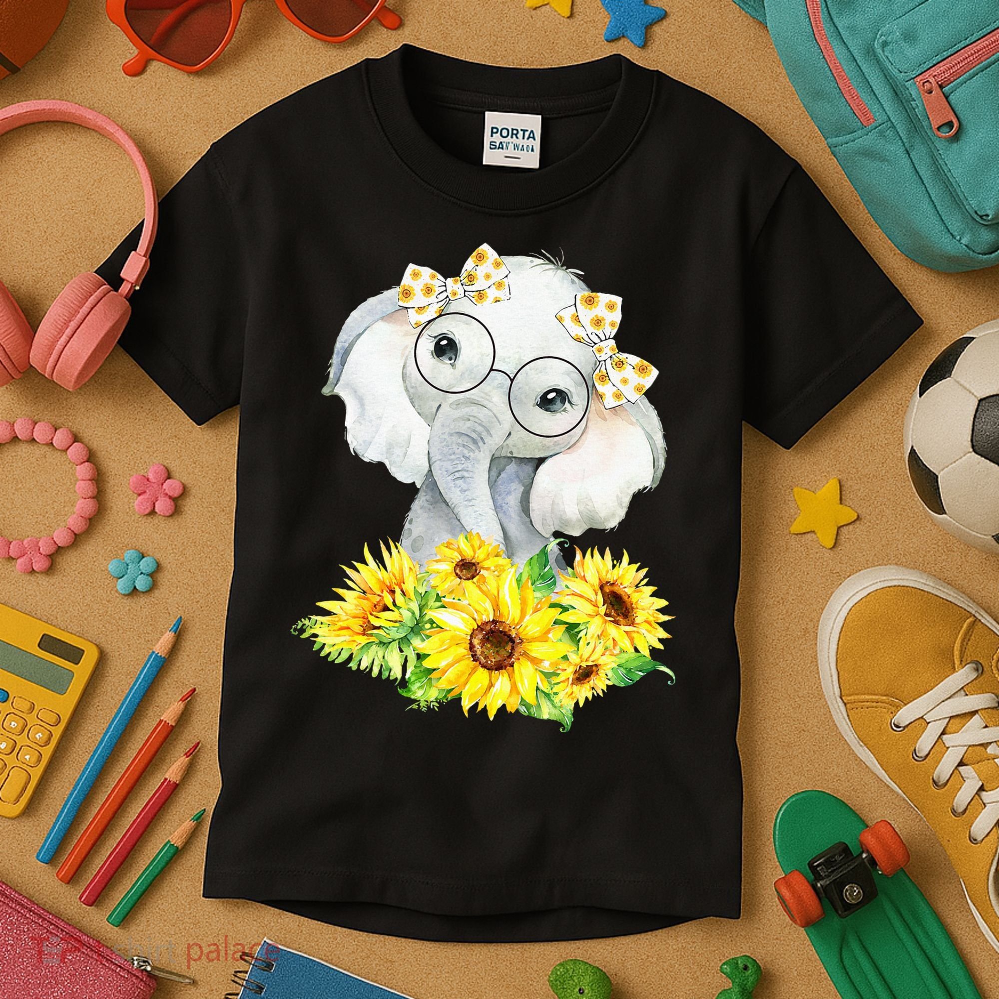 Elephant Sunflower Gifts Kids T-Shirt