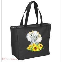 Elephant Sunflower Gifts Tote Bag thumb 2