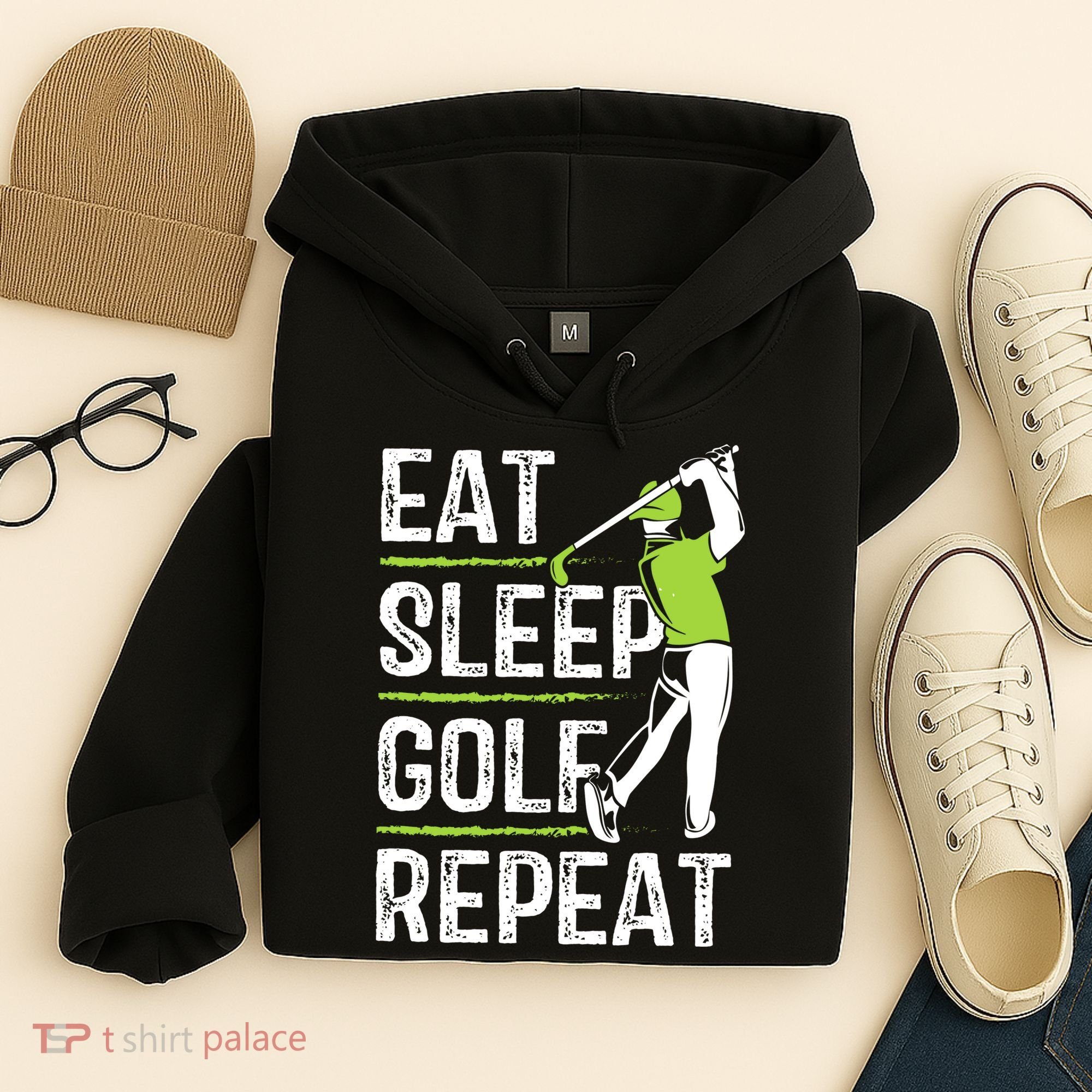 Eat Sleep Golf Repeat Funny Golfer Apparel Hoodie
