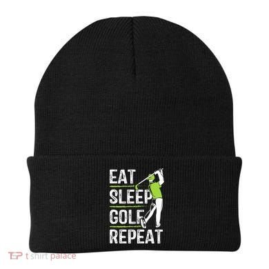 Eat Sleep Golf Repeat Funny Golfer Apparel Beanie