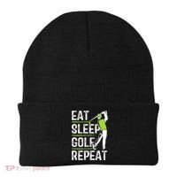 Eat Sleep Golf Repeat Funny Golfer Apparel Beanie thumb 0
