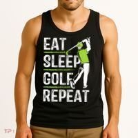 Eat Sleep Golf Repeat Funny Golfer Apparel Tank Top thumb 3